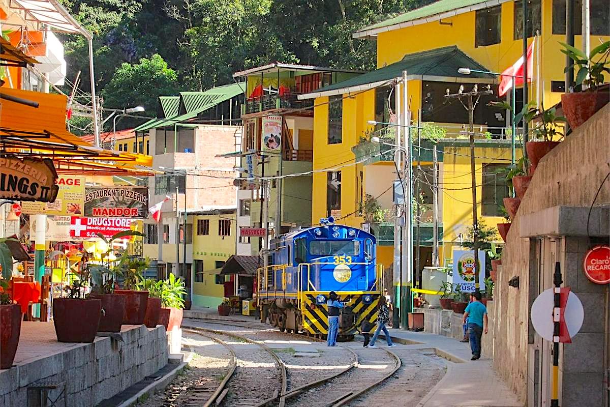 Aguas Calientes is a few miles from Machu Picchu, with 40 hotels and a train station